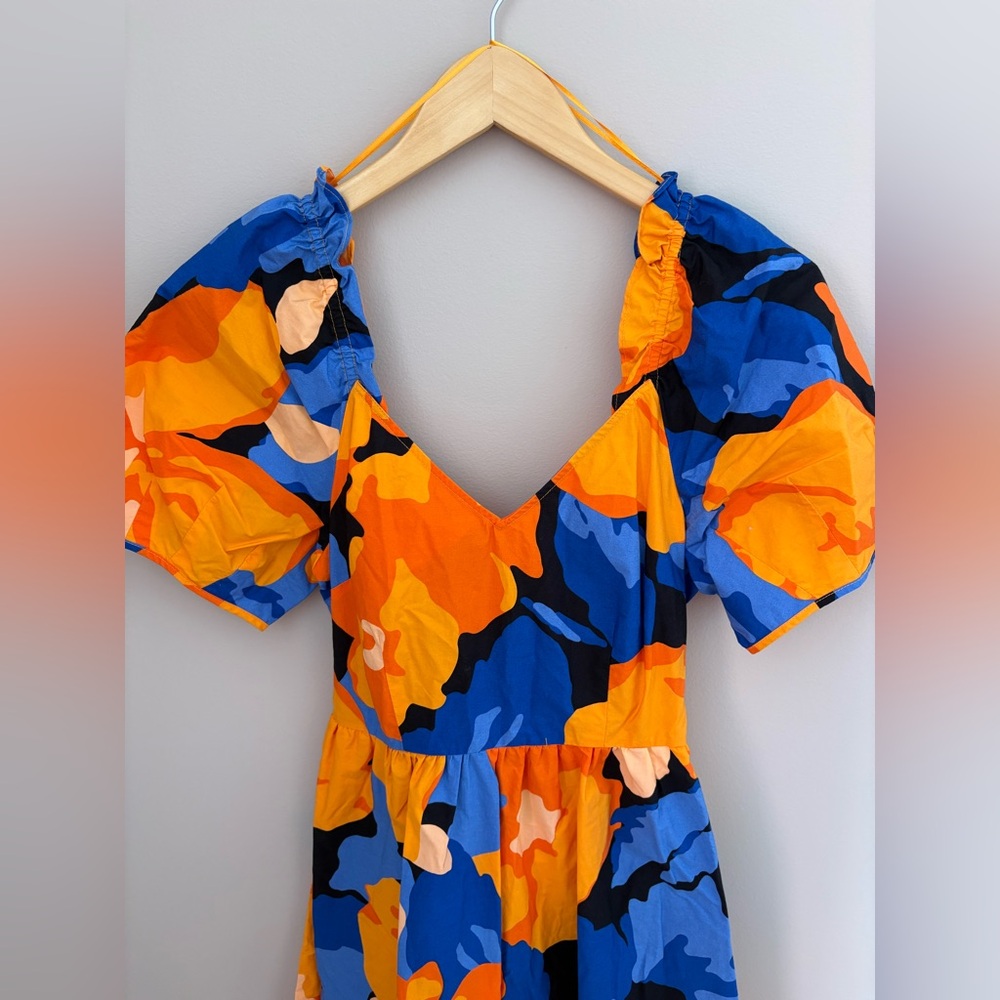 Tabitha Brown Bold Orange and Blue Midi Dress Size 4 NWOTs - Picture 2 of 4